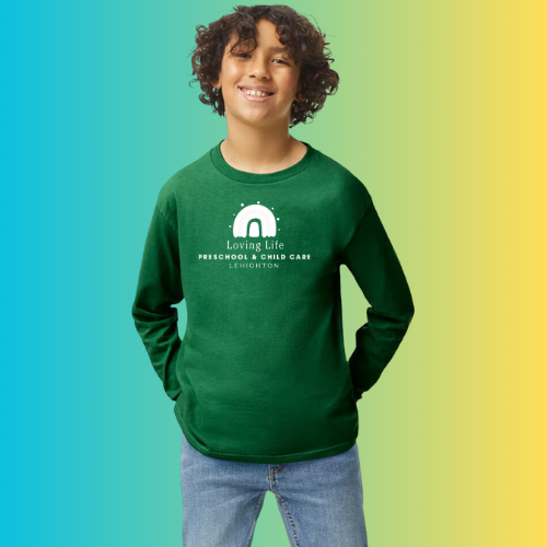 FOREST GREEN LOVING LIFE LEHIGHTON YOUTH UNISEX LONG-SLEEVE